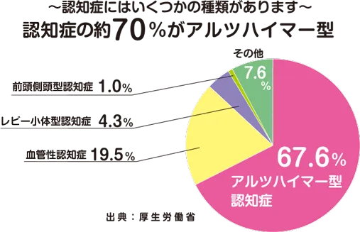 認知症の70%がアルツハイマー型